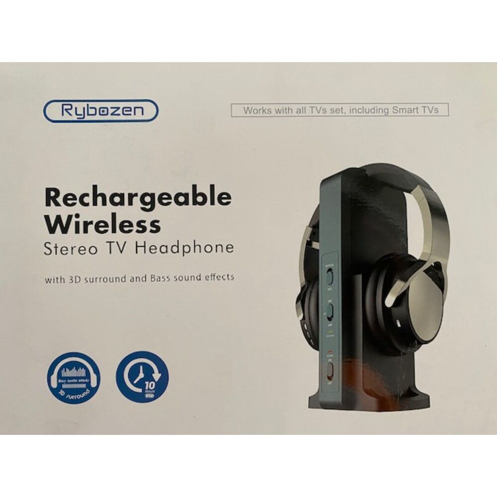 New! Rybozen BR698 Black Rechargeable Wireless Stereo Headphones